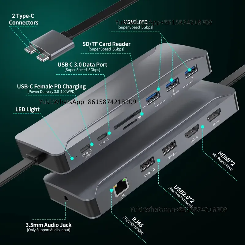 محطة إرساء USB C مزدوجة الشاشة - مراجعة Usb Hub Type C وسعره